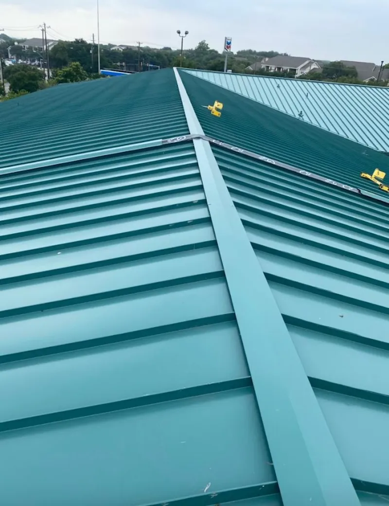 Green commercial metal roof ridge and valley for Metal Roof Repair in Norwalk